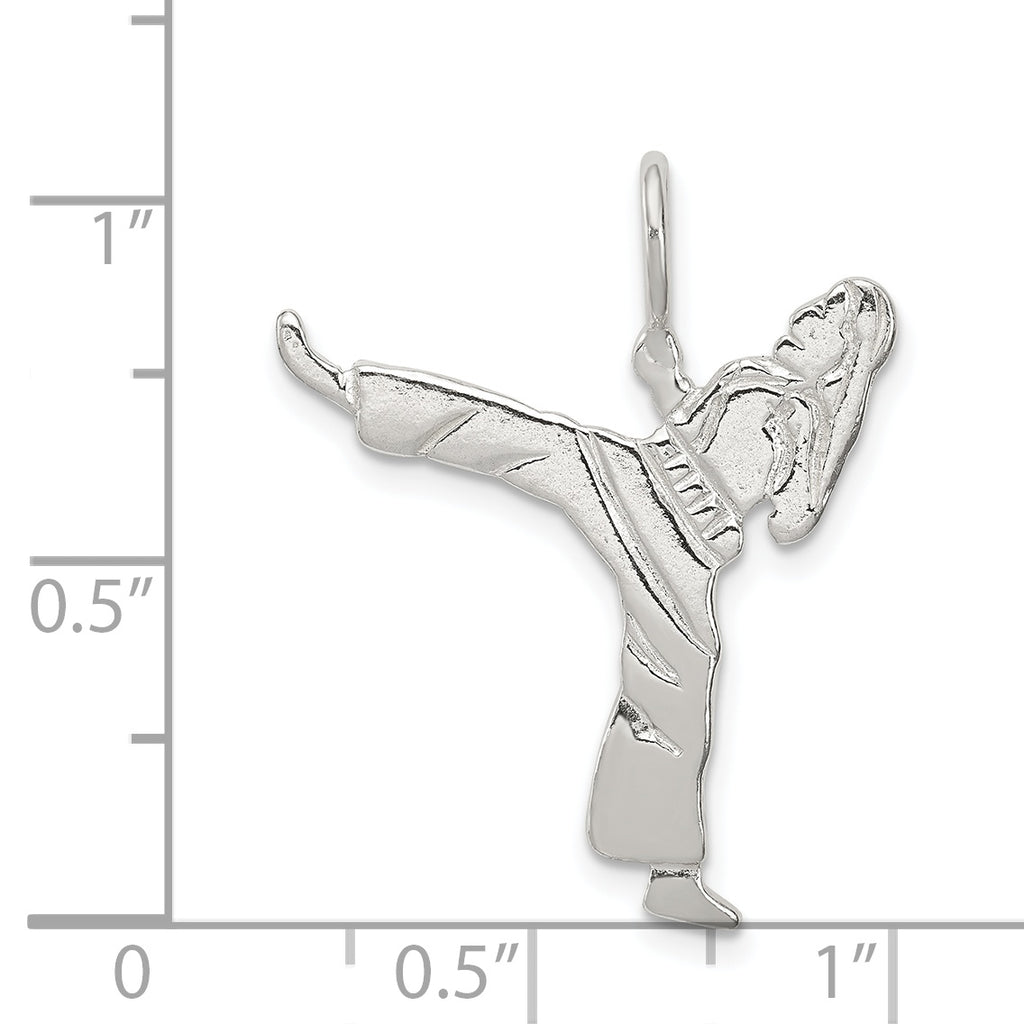 Sterling Silver 925 Karate Charm with Polished Anti-Tarnish Finish