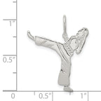 Sterling Silver 925 Karate Charm with Polished Anti-Tarnish Finish