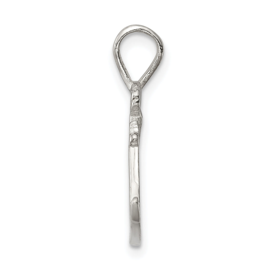 Sterling Silver 925 Skier Pendant with Polished Anti-Tarnish Finish