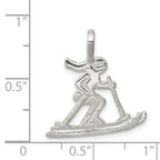 Sterling Silver 925 Skier Pendant with Polished Anti-Tarnish Finish