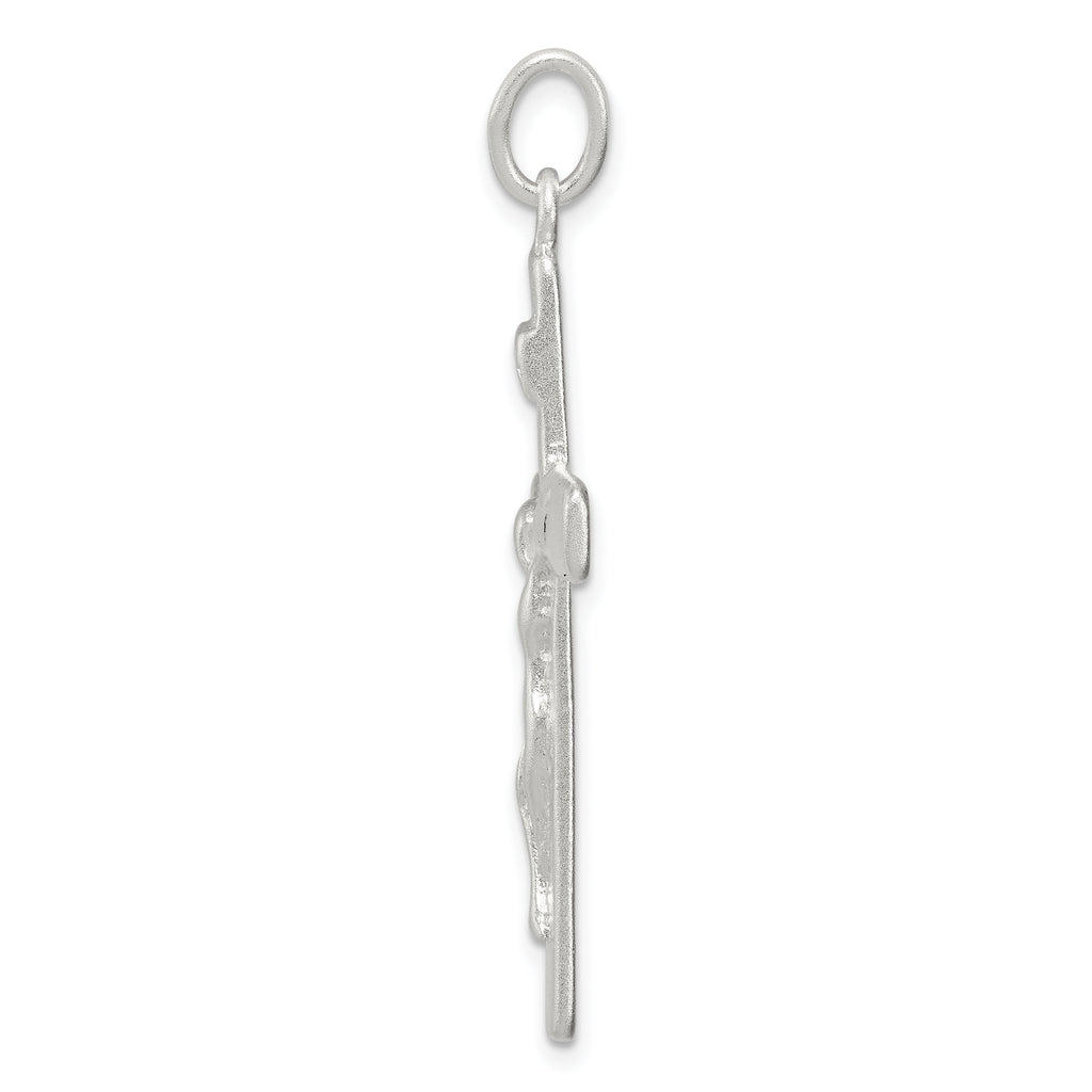 Sterling Silver 925 INRI Crucifix Pendant with Polished Anti-Tarnish Finish