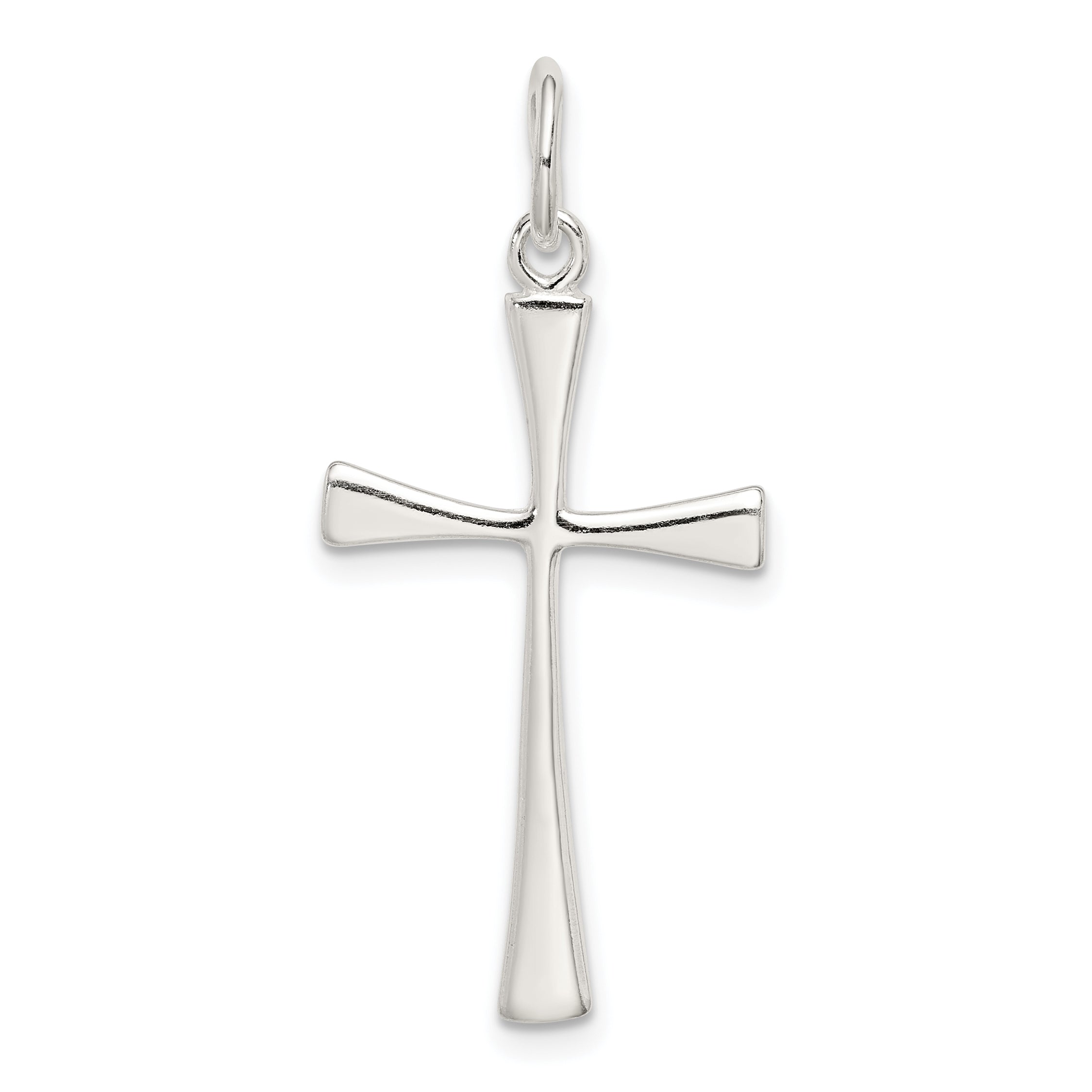 Sterling Silver 925 Polished Cross Charm with Anti-Tarnish Finish