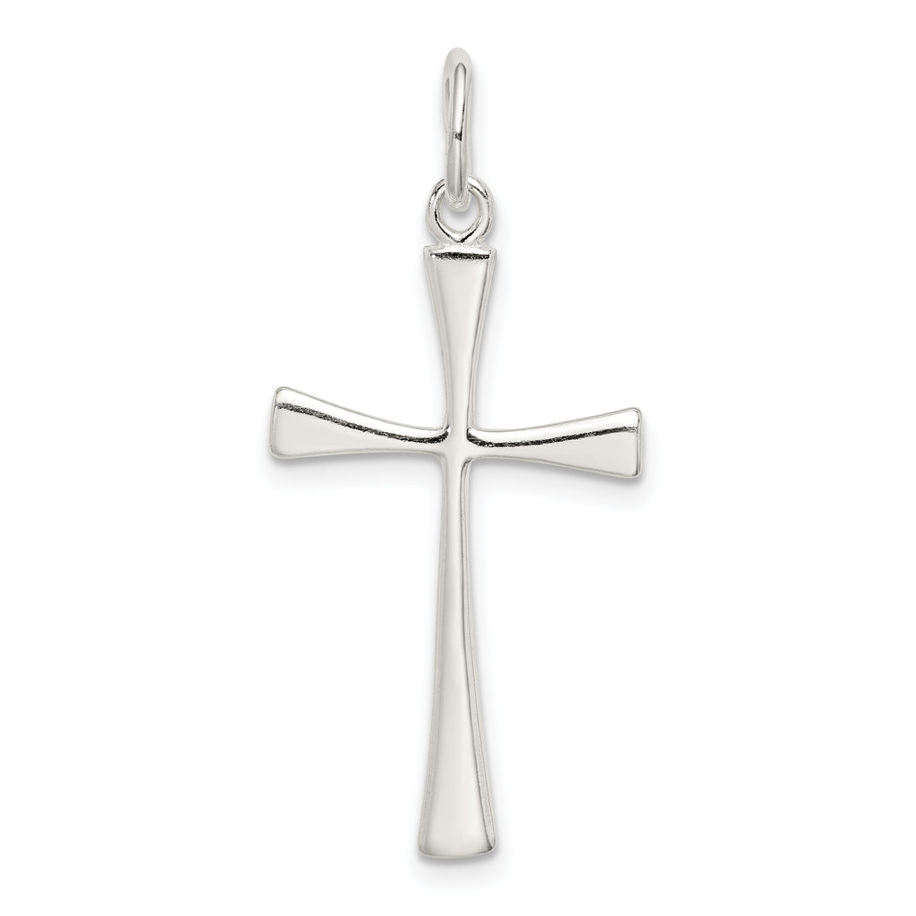 Sterling Silver 925 Polished Cross Charm with Anti-Tarnish Finish