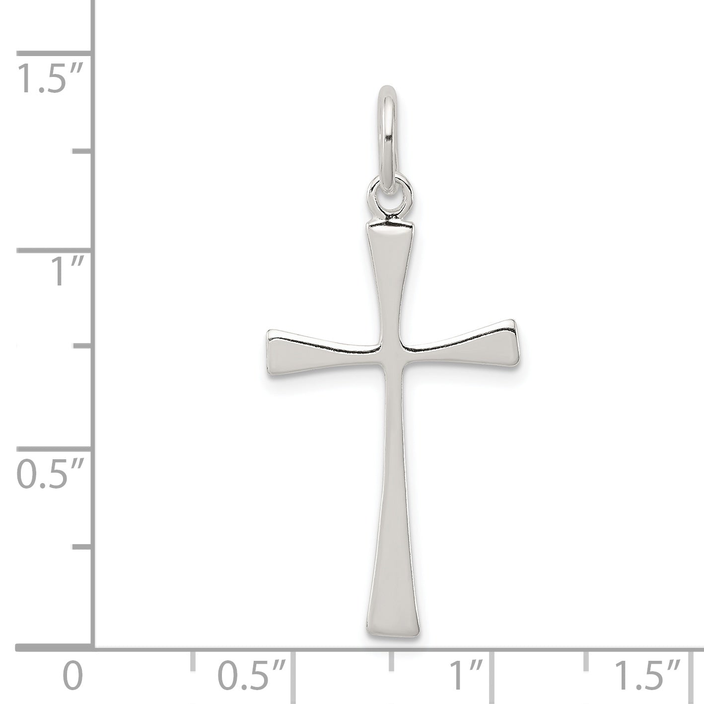 Sterling Silver 925 Polished Cross Charm with Anti-Tarnish Finish