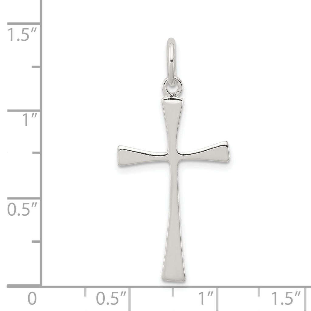 Sterling Silver 925 Polished Cross Charm with Anti-Tarnish Finish