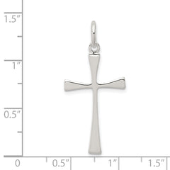 Sterling Silver 925 Polished Cross Charm with Anti-Tarnish Finish