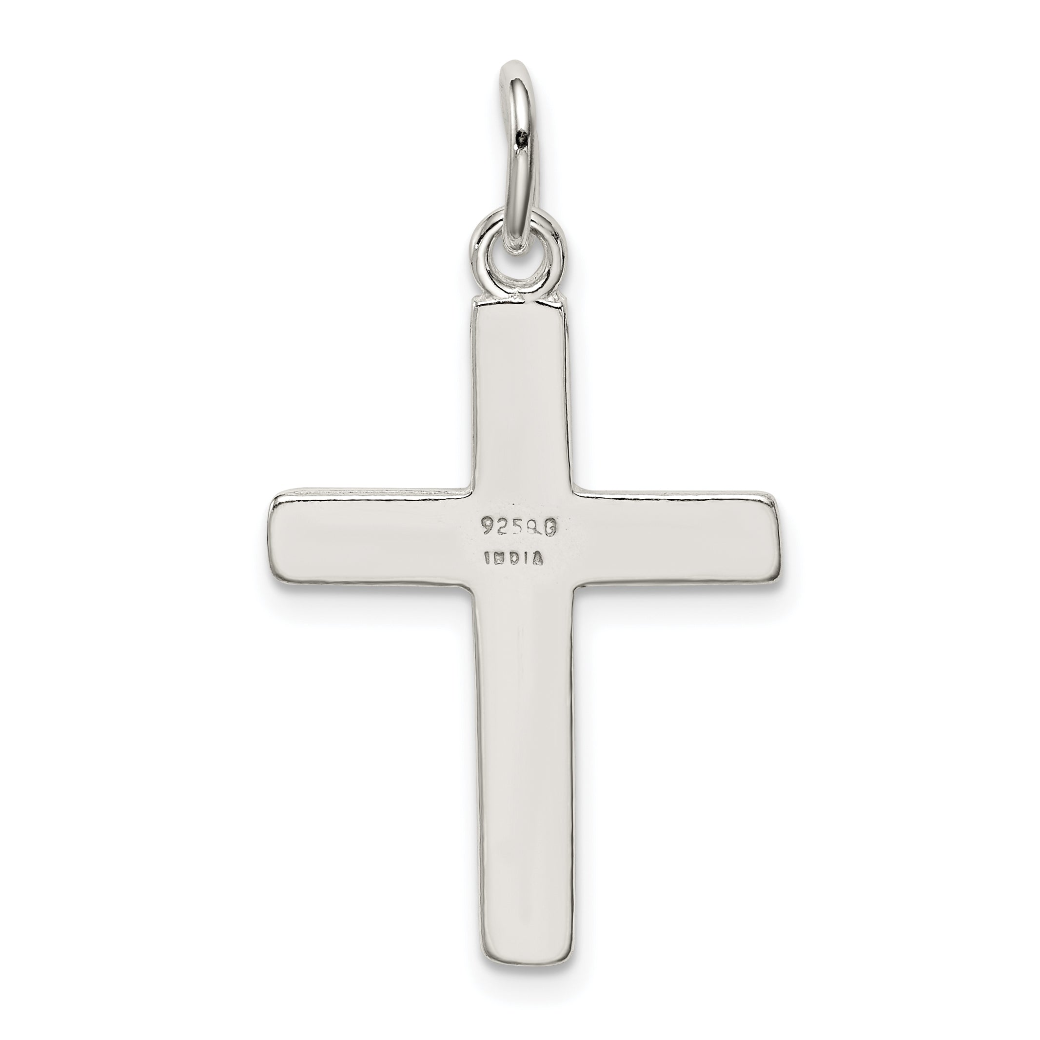 925 Sterling Silver Cross Charm with Polished Anti-Tarnish Finish