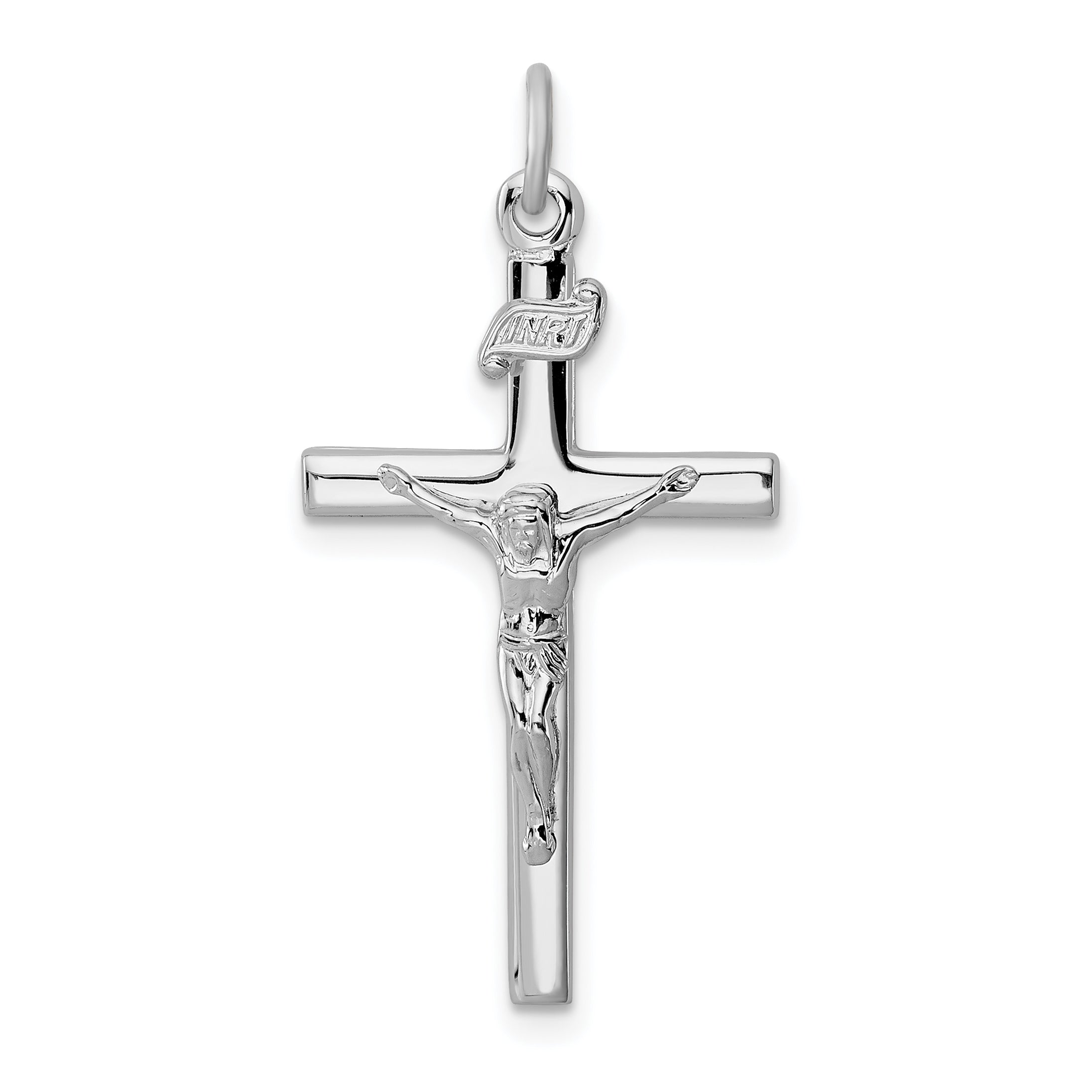 Sterling Silver Rhodium-plated INRI Crucifix Pendant Main image