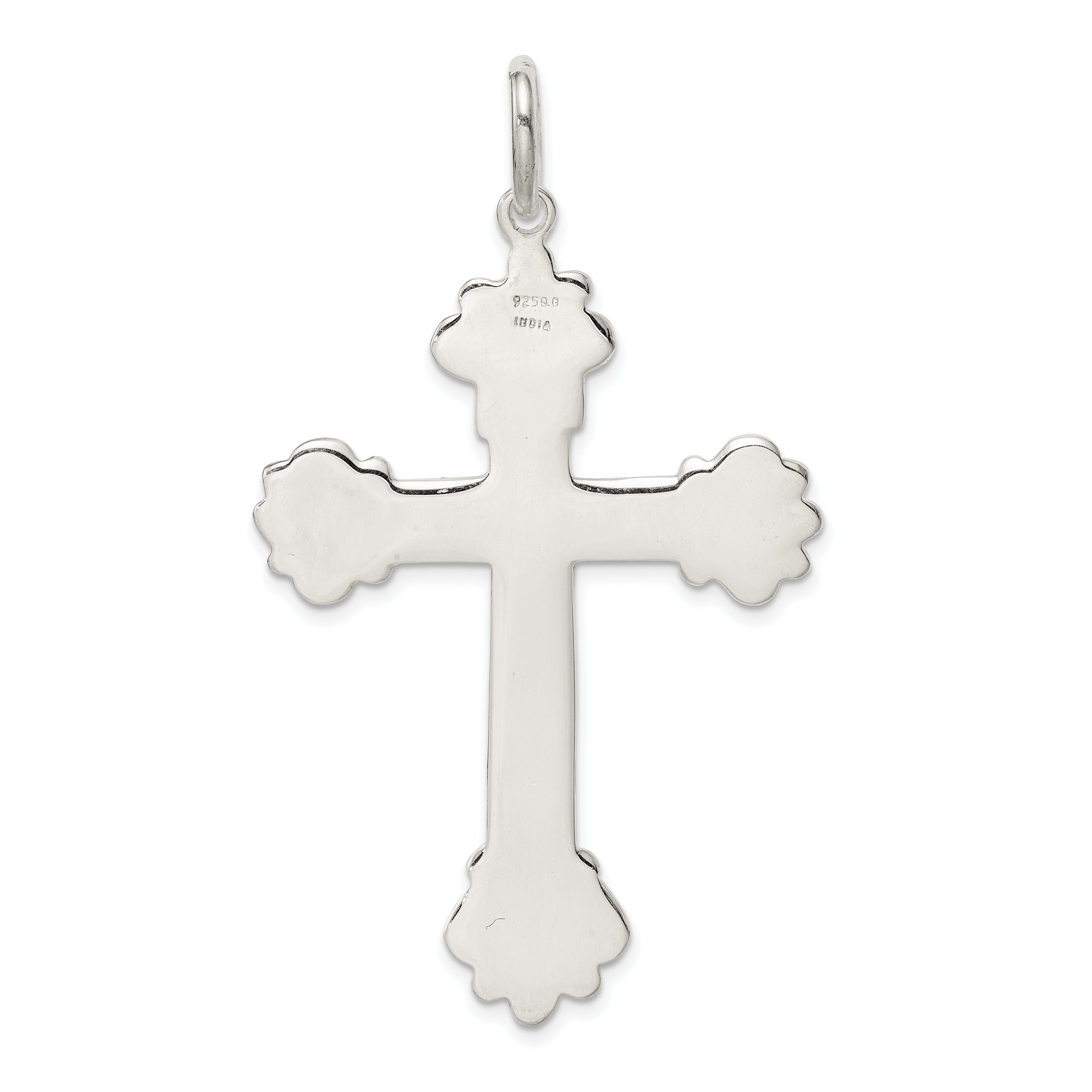 Sterling Silver 925 INRI Cross Pendant with Polished Anti-Tarnish Finish