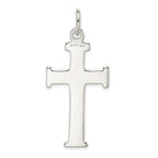 Sterling Silver 925 Diamond-Cut Cross Pendant with Polished Finish & Anti-Tarnish Coating
