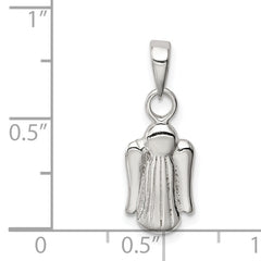 Sterling Silver 3D Angel Pendant with Polished Finish and Anti-Tarnish Coating