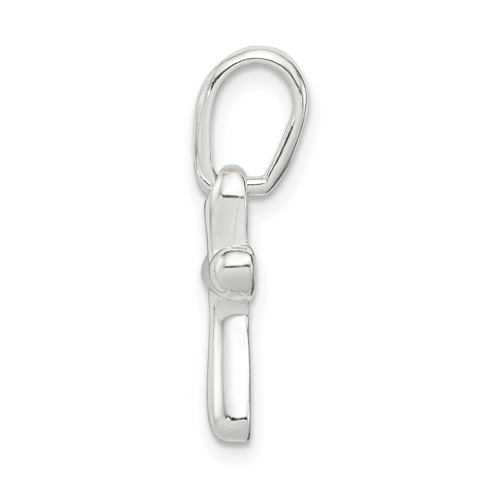 Sterling Silver 925 Freeform Cross Charm with Polished Anti-Tarnish Finish
