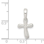 Sterling Silver 925 Freeform Cross Charm with Polished Anti-Tarnish Finish