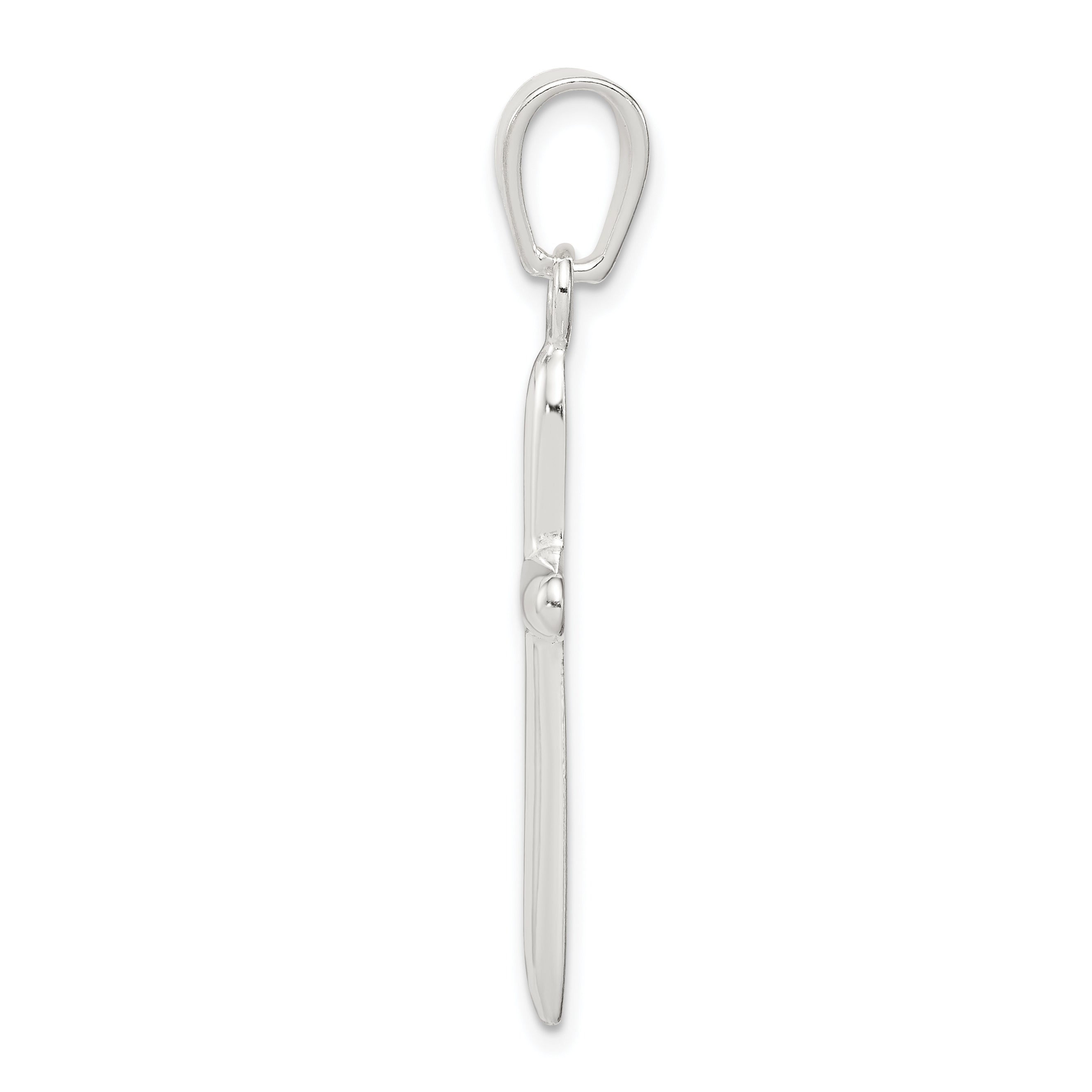 Sterling Silver 925 Polished Cross Pendant with Anti-Tarnish Finish