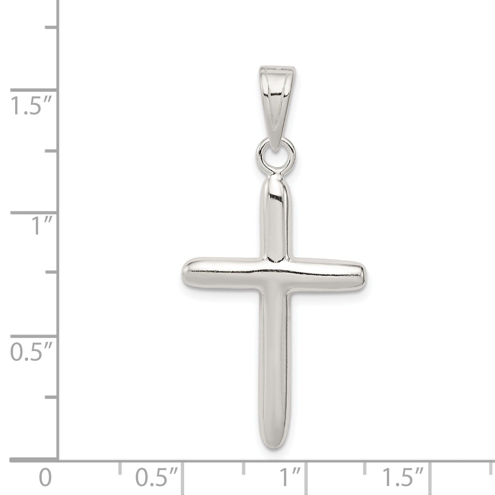 Sterling Silver 925 Polished Cross Pendant with Anti-Tarnish Finish