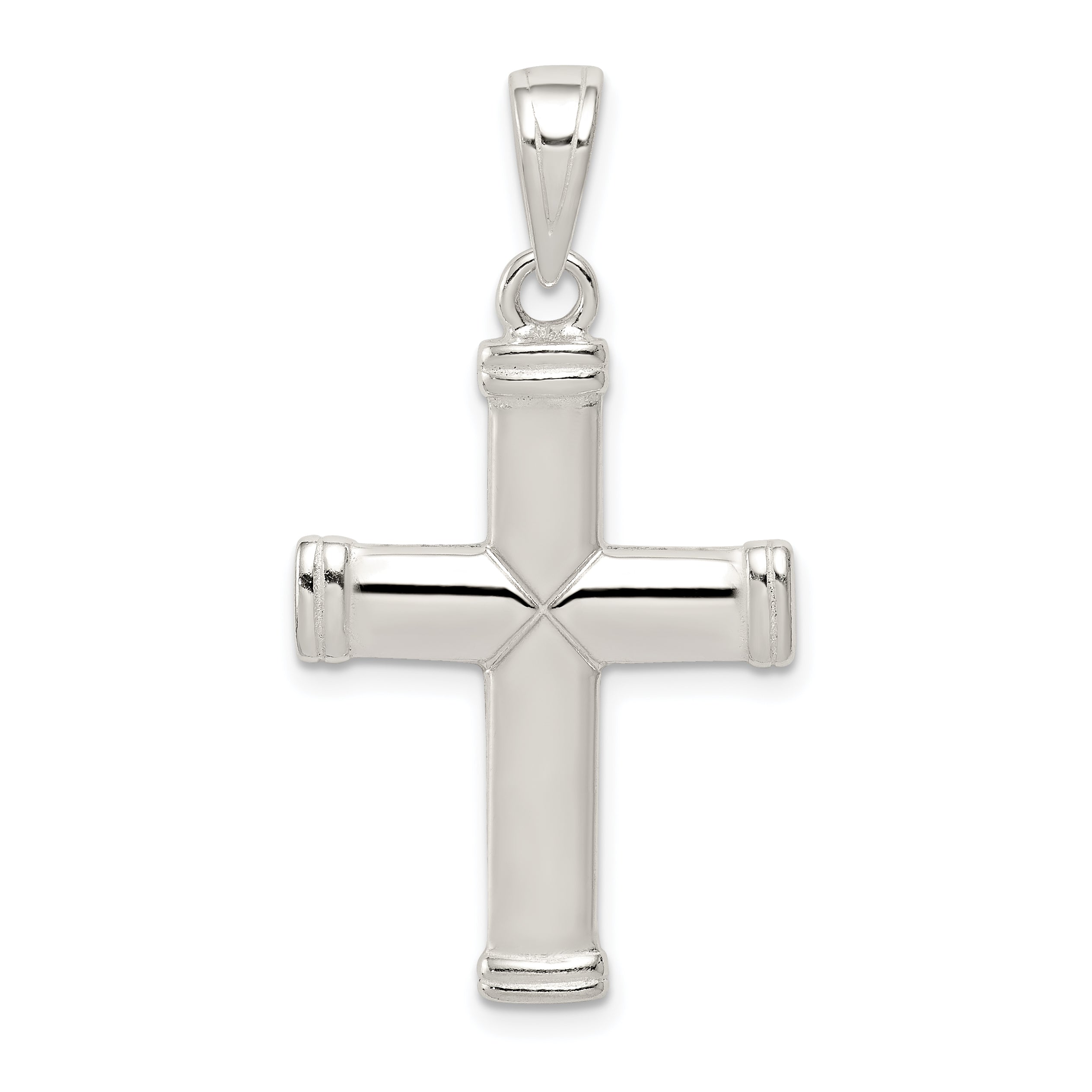 Sterling Silver 925 Reversible Cross Pendant with Polished 3D Design