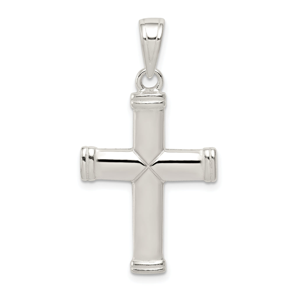 Sterling Silver 925 Reversible Cross Pendant with Polished 3D Design