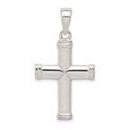 Sterling Silver 925 Reversible Cross Pendant with Polished 3D Design
