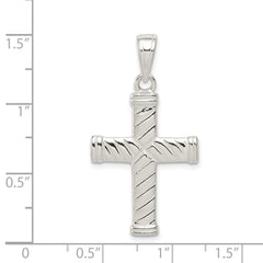 Sterling Silver 925 Reversible Cross Pendant with Polished 3D Design