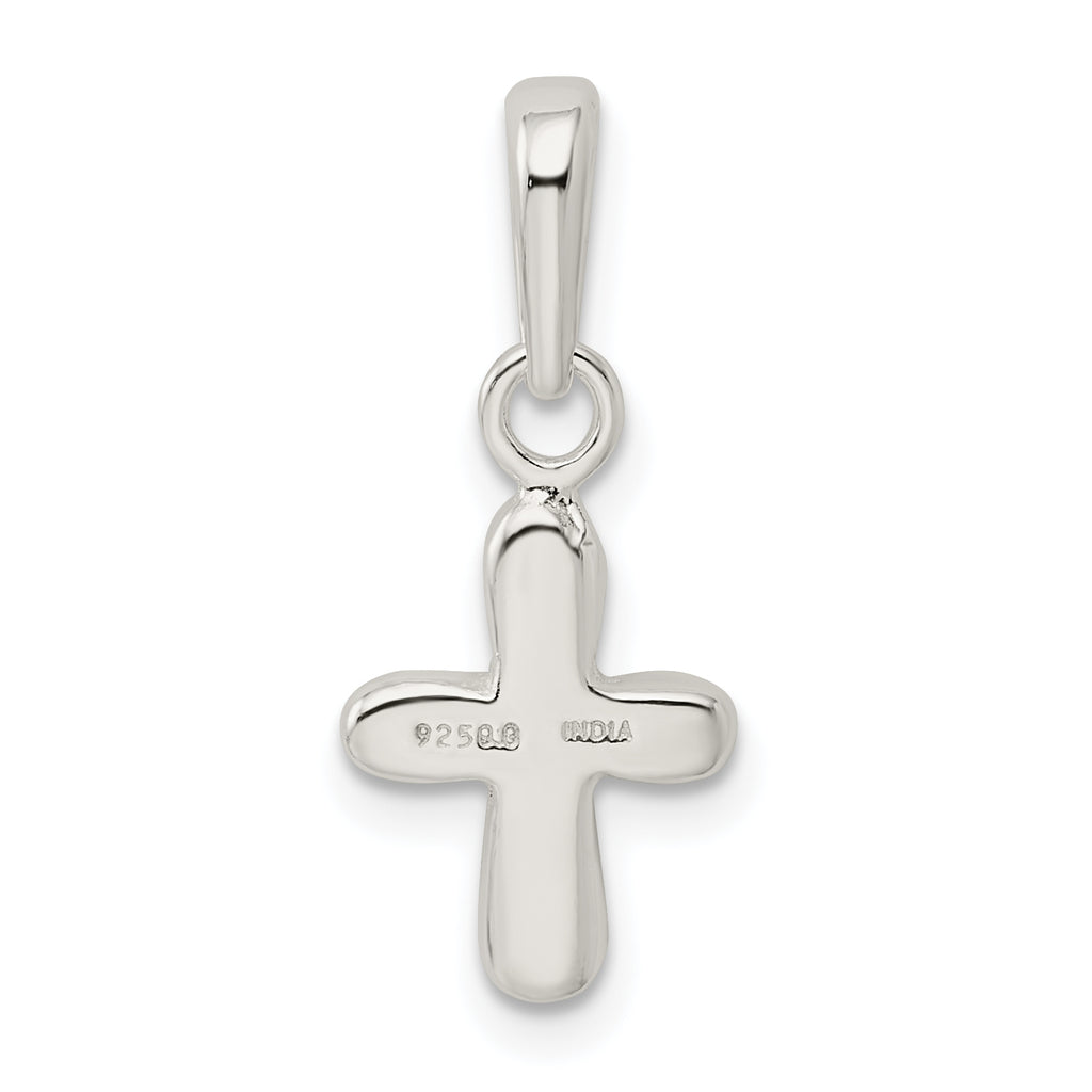 Sterling Silver 925 Solid Cross Pendant with Polished Anti-Tarnish Finish for Children