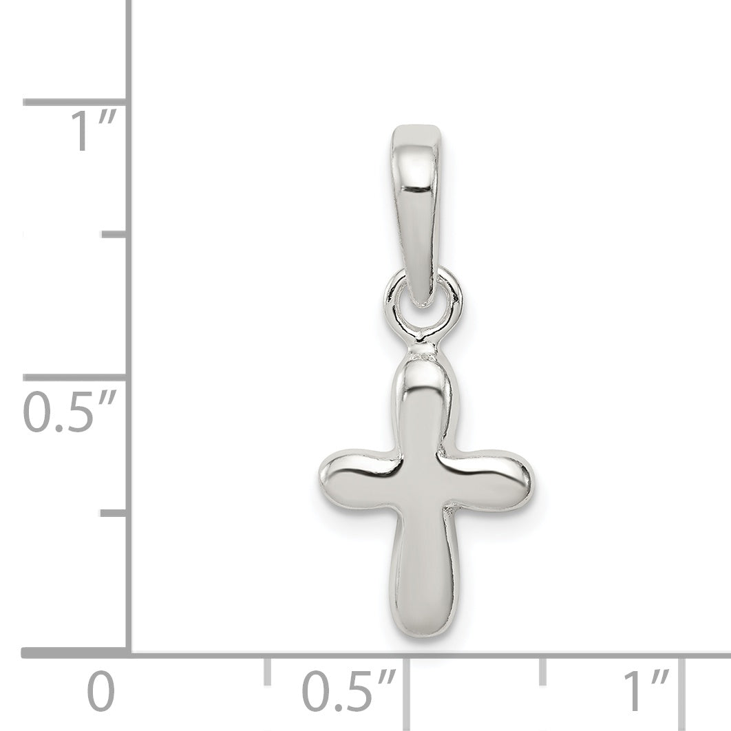 Sterling Silver 925 Solid Cross Pendant with Polished Anti-Tarnish Finish for Children