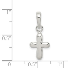 Sterling Silver 925 Solid Cross Pendant with Polished Anti-Tarnish Finish for Children