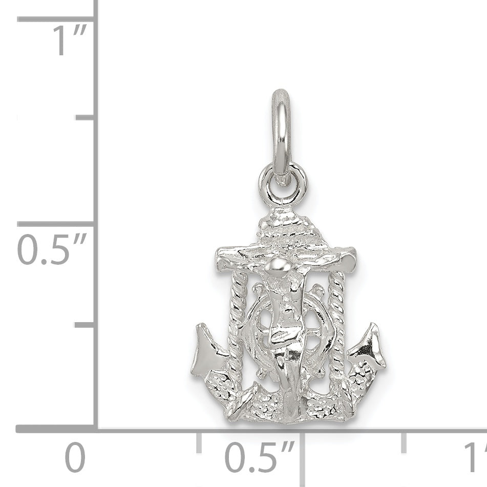 Sterling Silver Mariners Cross Charm with Polished Finish and Anti-Tarnish Coating