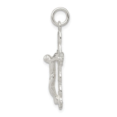 Sterling Silver 925 Crucifix Charm with Polished Finish and Anti-Tarnish Coating