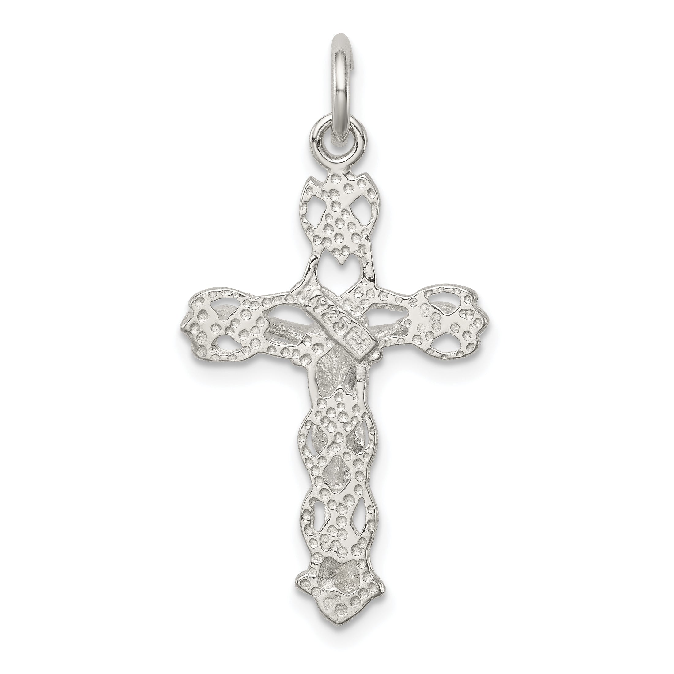 Sterling Silver 925 Crucifix Charm with Polished Finish and Anti-Tarnish Coating