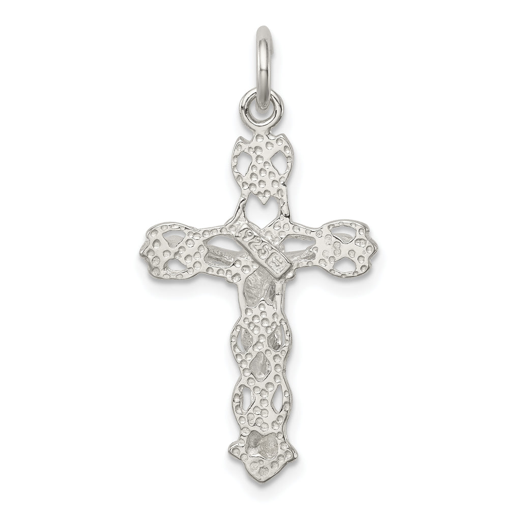 Sterling Silver 925 Crucifix Charm with Polished Finish and Anti-Tarnish Coating