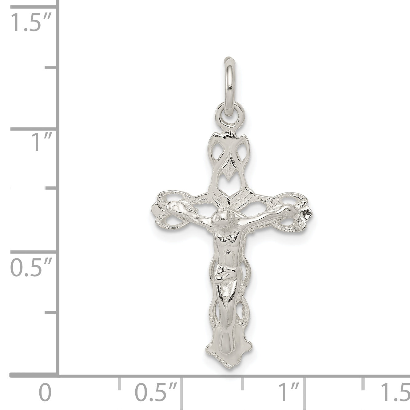 Sterling Silver 925 Crucifix Charm with Polished Finish and Anti-Tarnish Coating