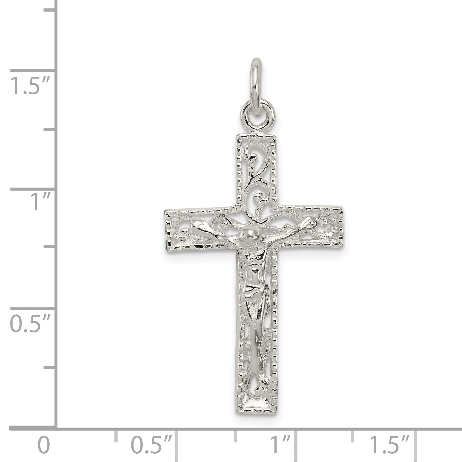 Sterling Silver 925 Crucifix Pendant with Polished Anti-Tarnish Finish