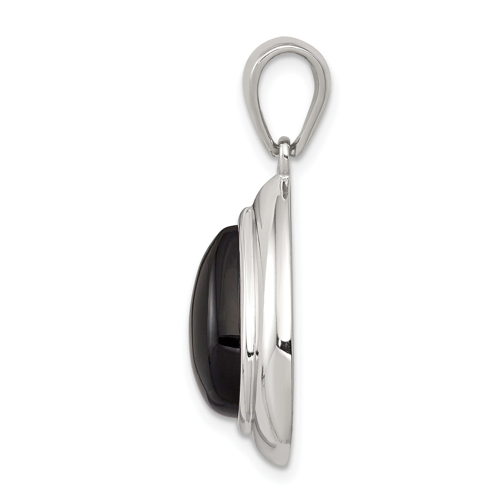 Sterling Silver Rhodium-Plated Onyx Pendant with Polished Finish  Elegant and Timeless