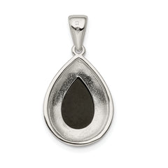 Sterling Silver Rhodium-Plated Onyx Pendant with Polished Finish  Elegant and Timeless
