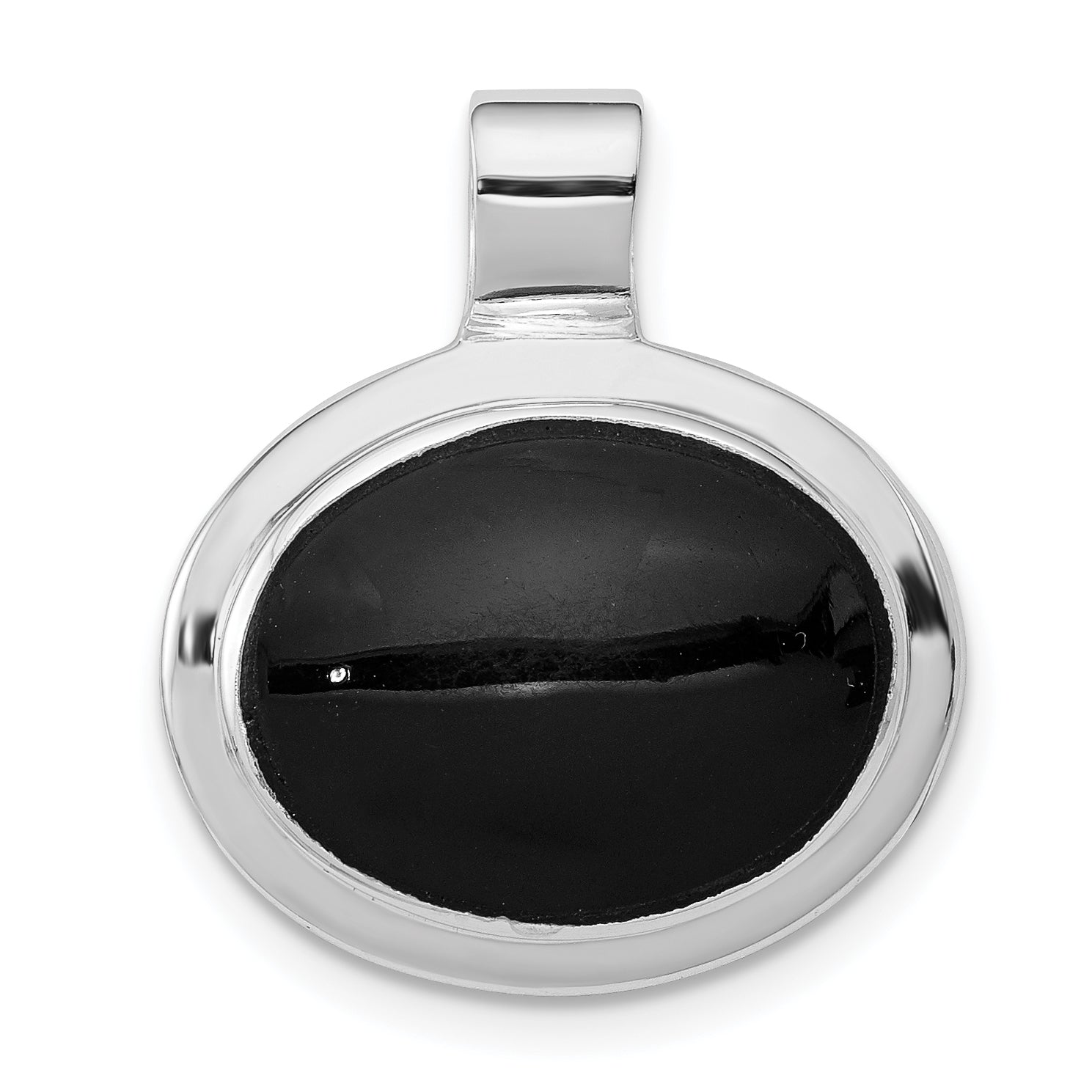 Sterling Silver Rhodium Plated Onyx Pendant Main image