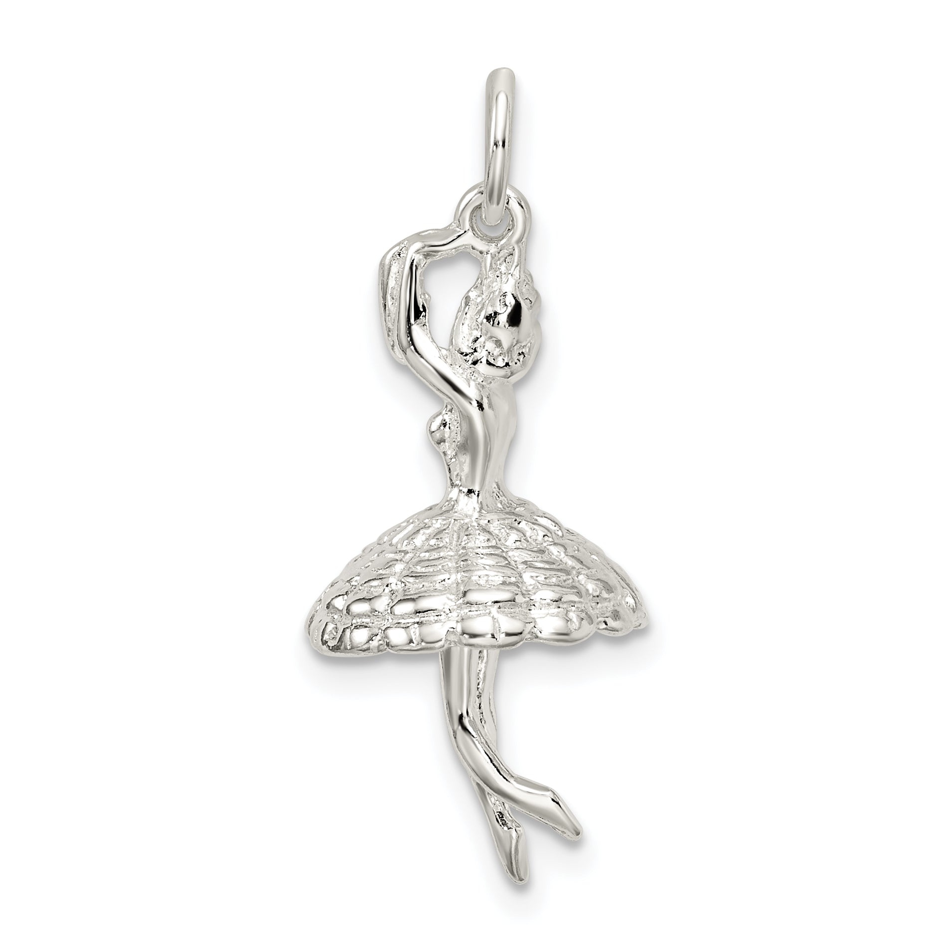 Sterling Silver 925 Ballerina Charm with Polished 3D Anti-Tarnish Finish