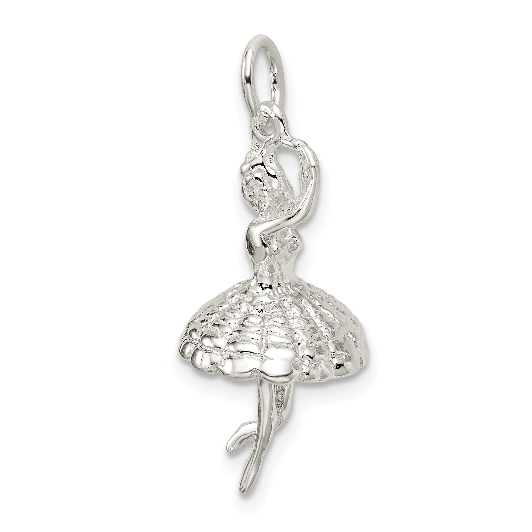 Sterling Silver 925 Ballerina Charm with Polished 3D Anti-Tarnish Finish