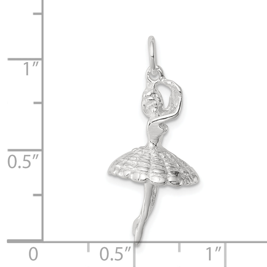 Sterling Silver 925 Ballerina Charm with Polished 3D Anti-Tarnish Finish