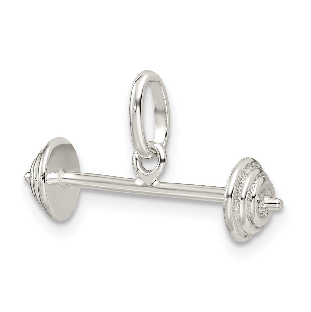 Sterling Silver 925 Barbell Charm with Polished Anti-Tarnish Finish