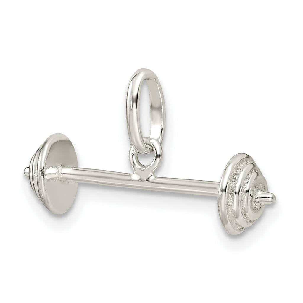 Sterling Silver 925 Barbell Charm with Polished Anti-Tarnish Finish