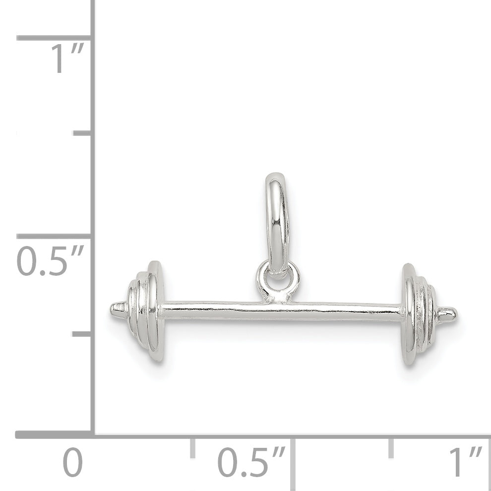 Sterling Silver 925 Barbell Charm with Polished Anti-Tarnish Finish