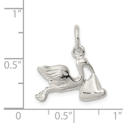 Sterling Silver 925 Stork with Baby Charm Polished Anti-Tarnish Solid Finish
