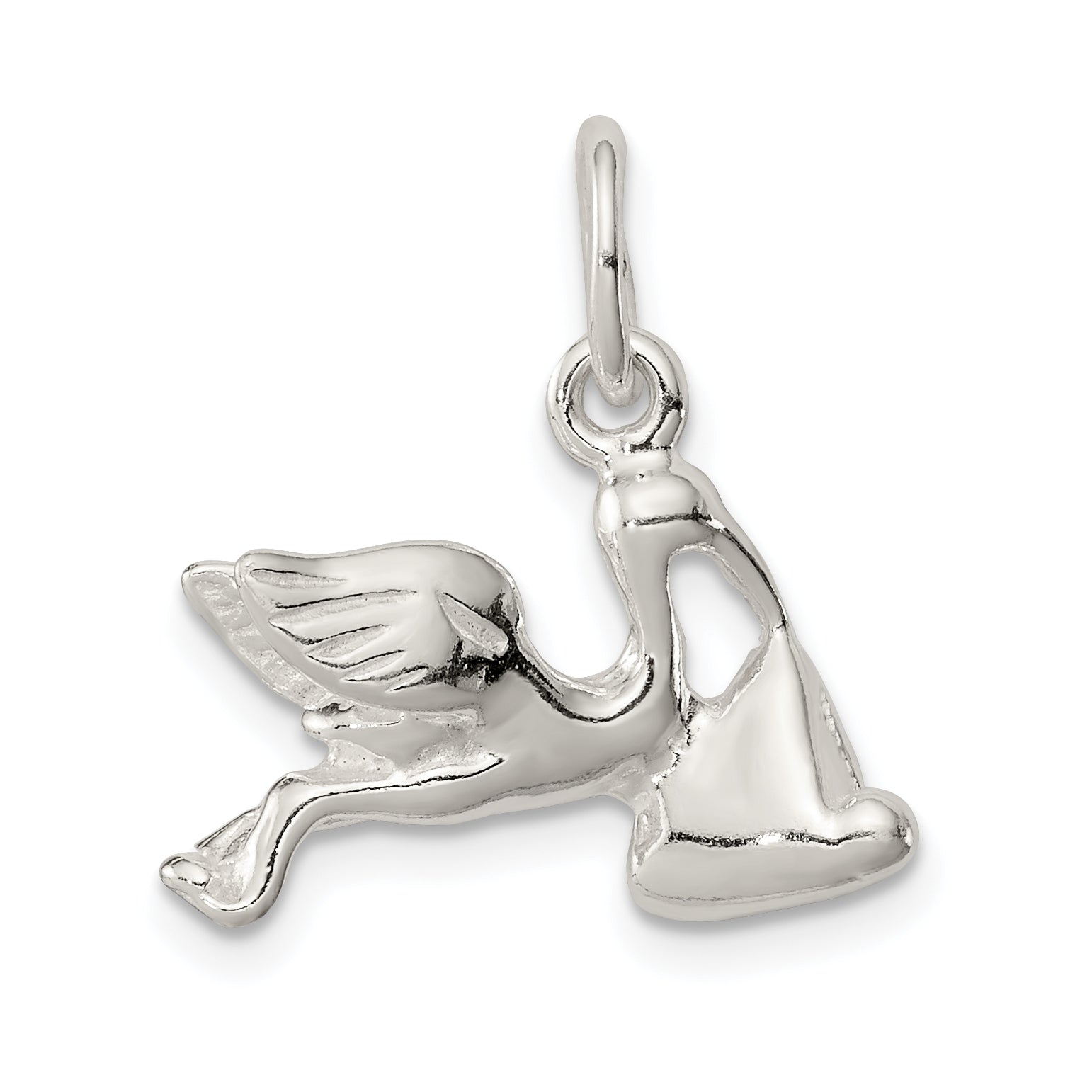 Sterling Silver STORK W/ BABY CHARM Main image