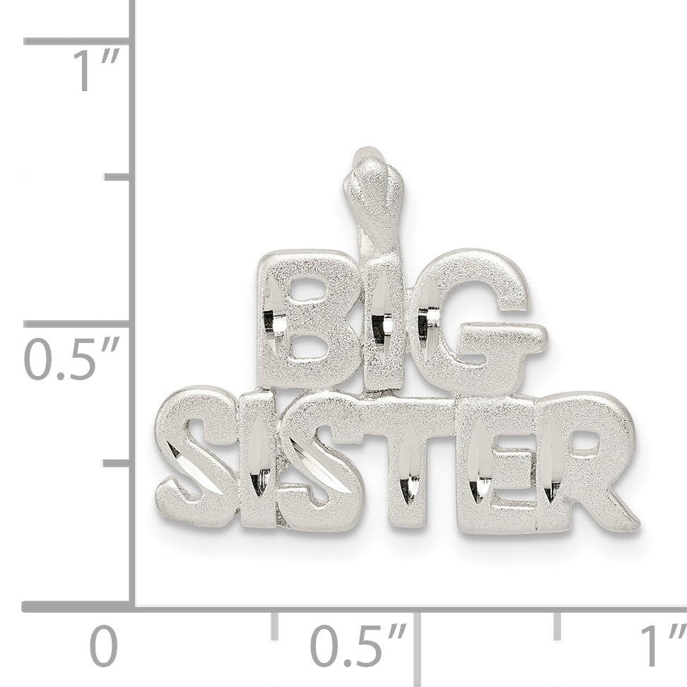 Sterling Silver Big Sister Charm with Anti-Tarnish Polished Finish