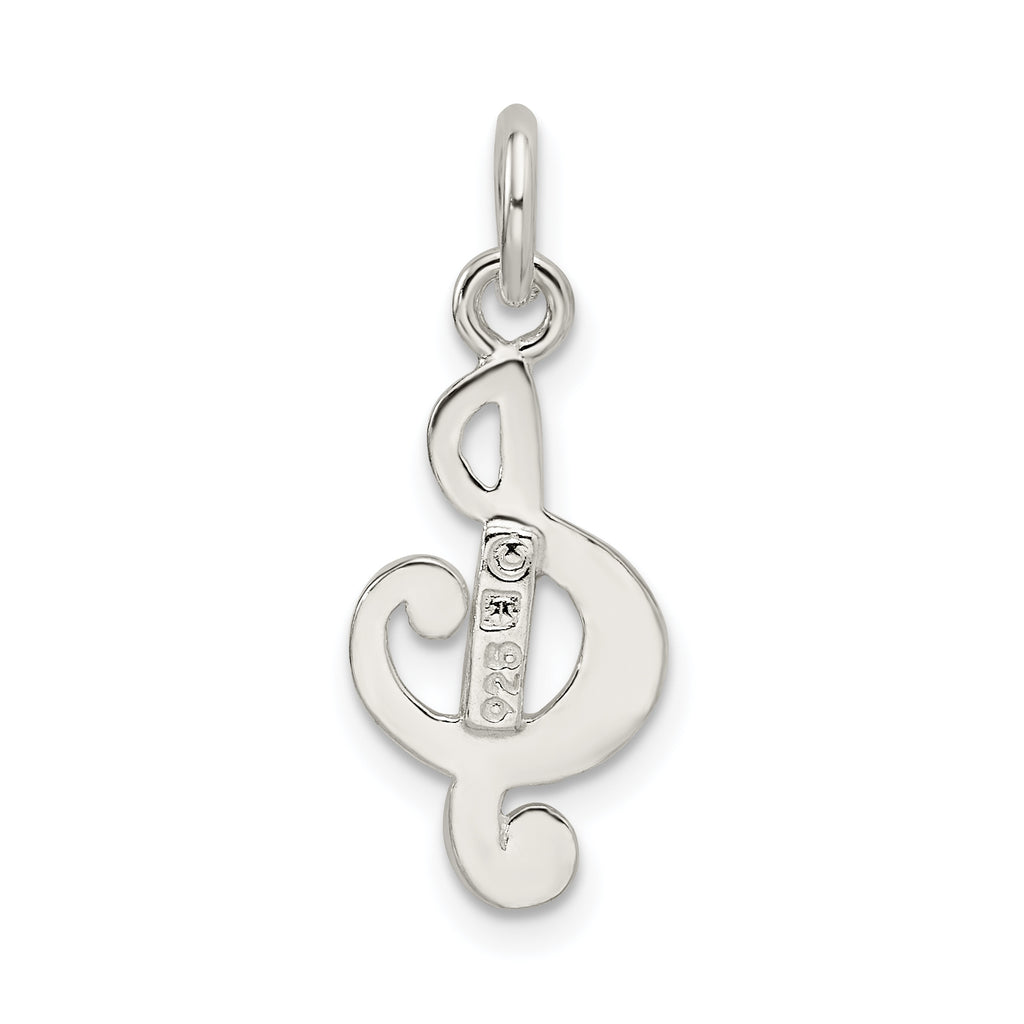Sterling Silver 925 Treble Clef Charm with Polished Anti-Tarnish Finish