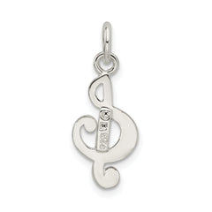 Sterling Silver 925 Treble Clef Charm with Polished Anti-Tarnish Finish