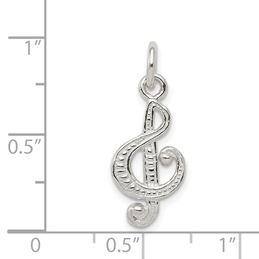 Sterling Silver 925 Treble Clef Charm with Polished Anti-Tarnish Finish