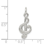 Sterling Silver 925 Treble Clef Charm with Polished Anti-Tarnish Finish