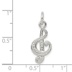 Sterling Silver 925 Treble Clef Charm with Polished Anti-Tarnish Finish