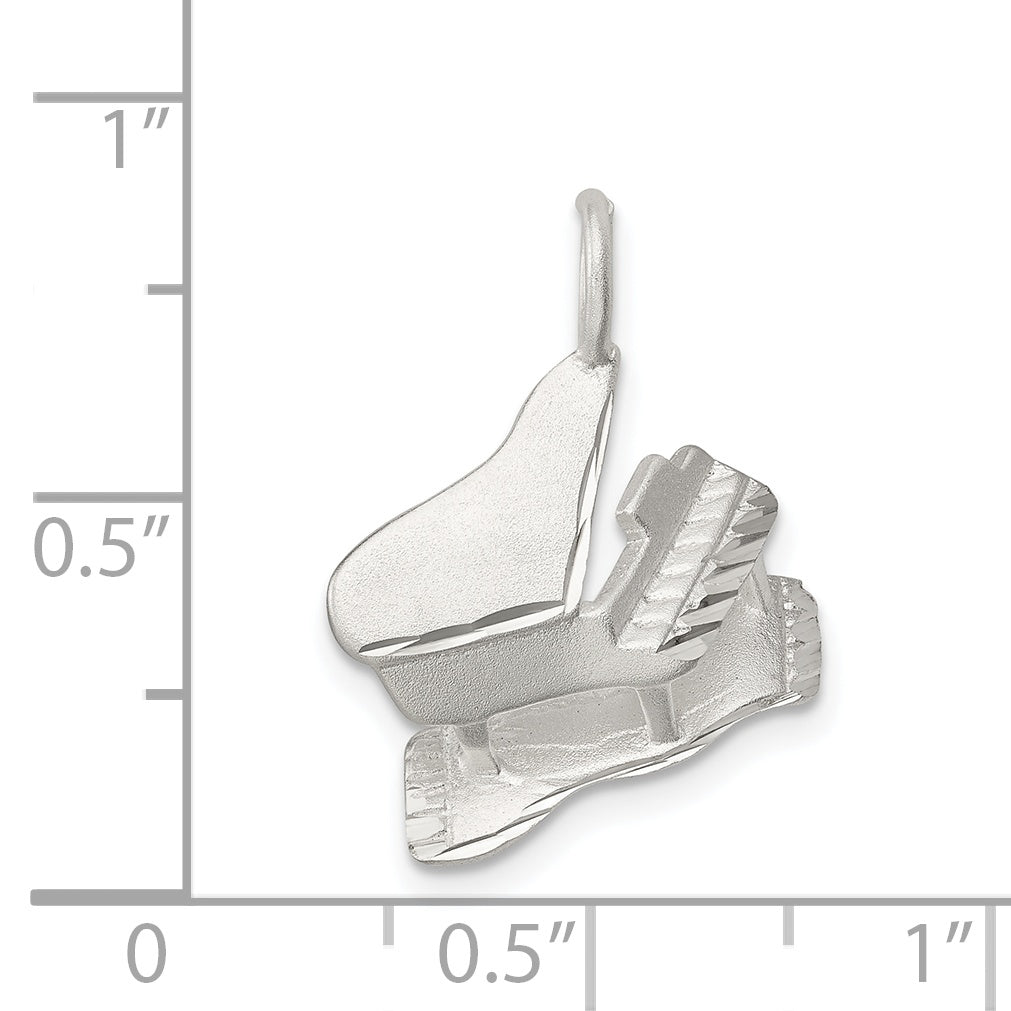 Sterling Silver 925 Piano Charm with Polished Finish and 3D Design